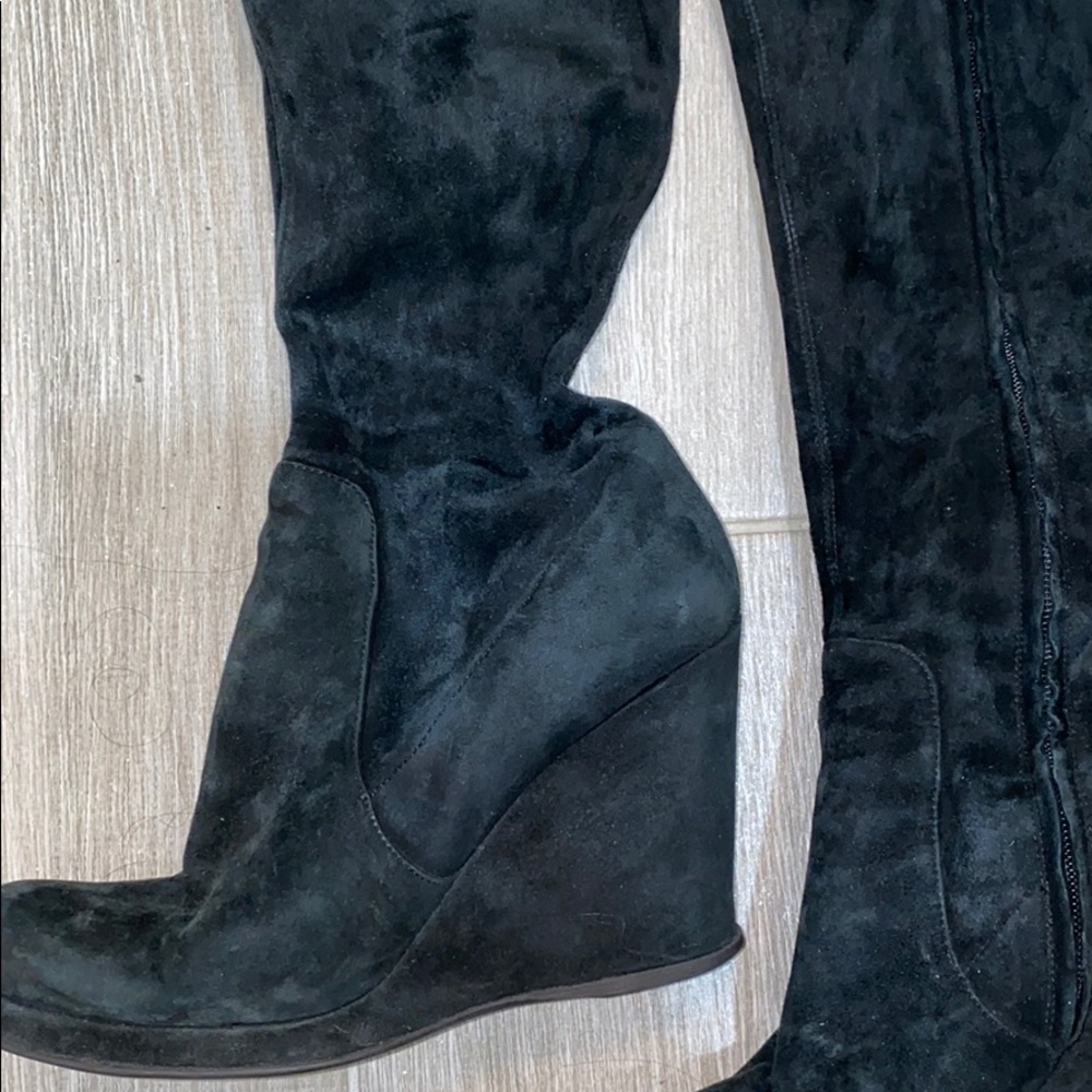 Vintage L’autre Chose Black Suede Wedge Boots - Picture 3 of 5